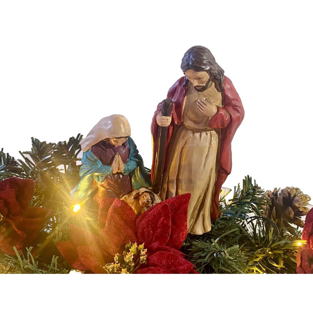 VTG Nativity Scene Holy Family Lighted Hand Painted MCM